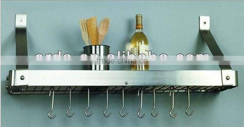 Satin Nickel Bookshelf Rack, Includes Grid and 12 Hooks
