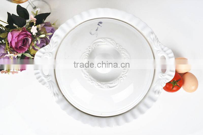 12.5" Round porcelain baking tray with lid