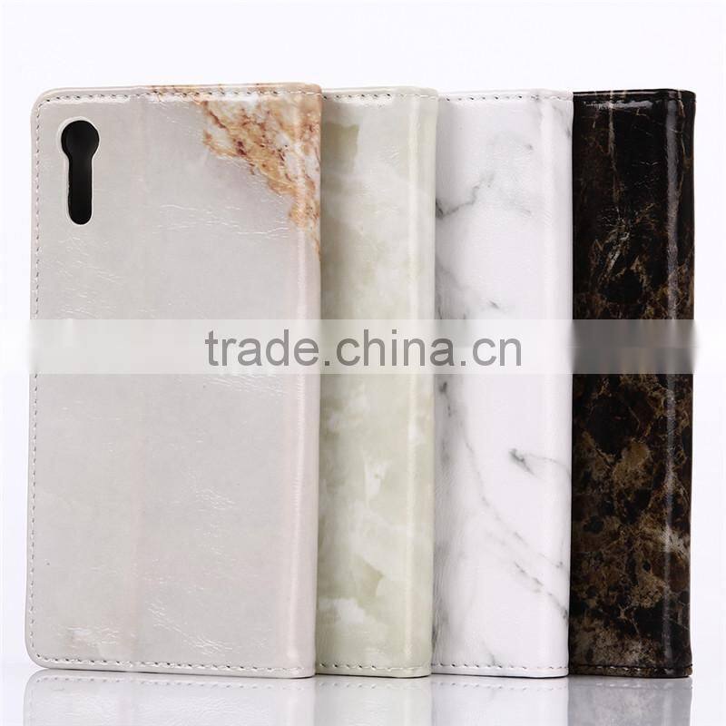 Noble design high quality marble PU card bumper/pocket cell phone case for Sony