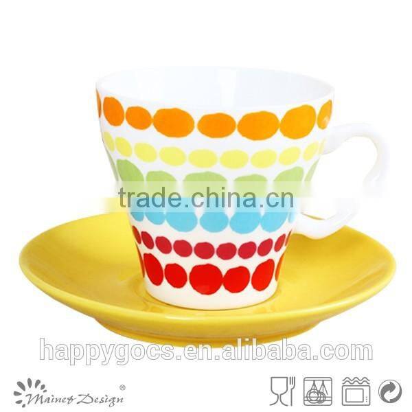 colorful and full decal new bone china coffee cup and saucer