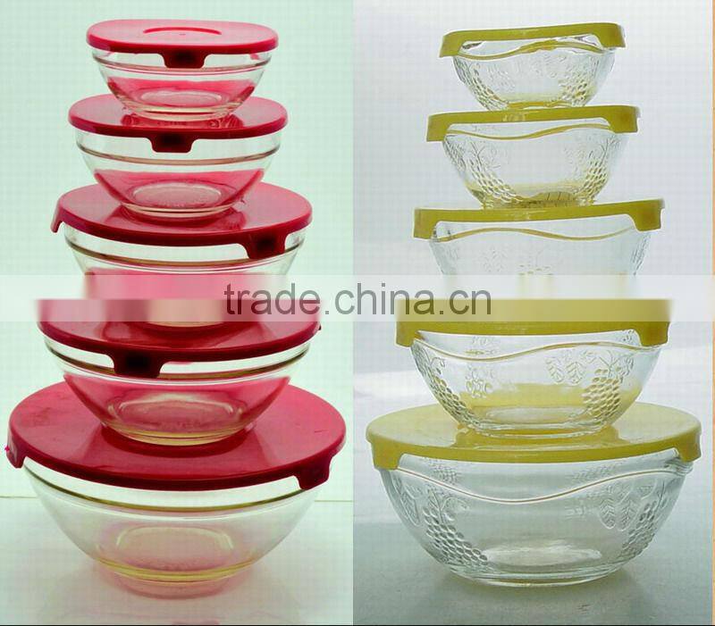 Glass Bowl with Red Lids