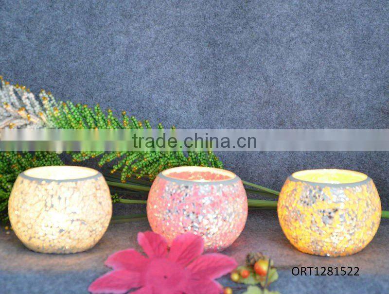 Glass colorful mosaic candle holder