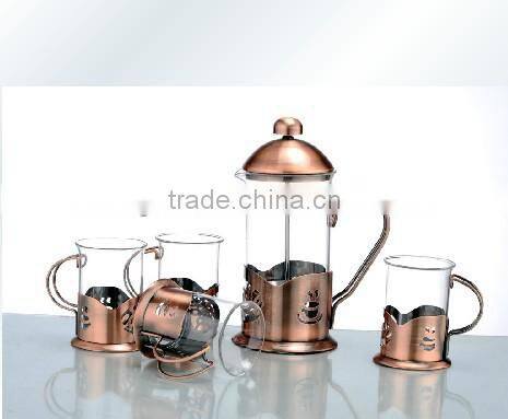 Steel glass press coffee maker sets