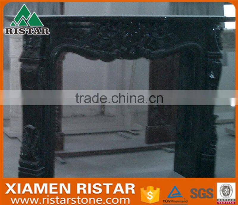 Cheap natural black marble fireplace surround mantel RST-FP-K033