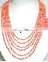 5mm carving flowers original coral beads necklace