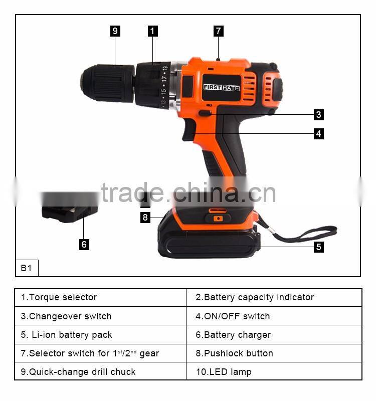 First rate high quality 10mm 13mm li-ion 18V swiss military cordless drill