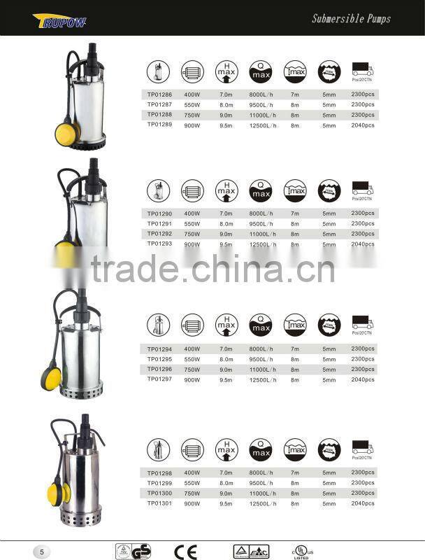 stainless steel submersible clean water pump