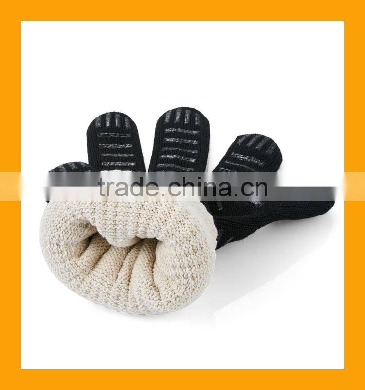 High Temperature Resistance Gloves, Machine Washable Silicone BBQ Grill Gloves, Black Flexible Safe Oven Glove