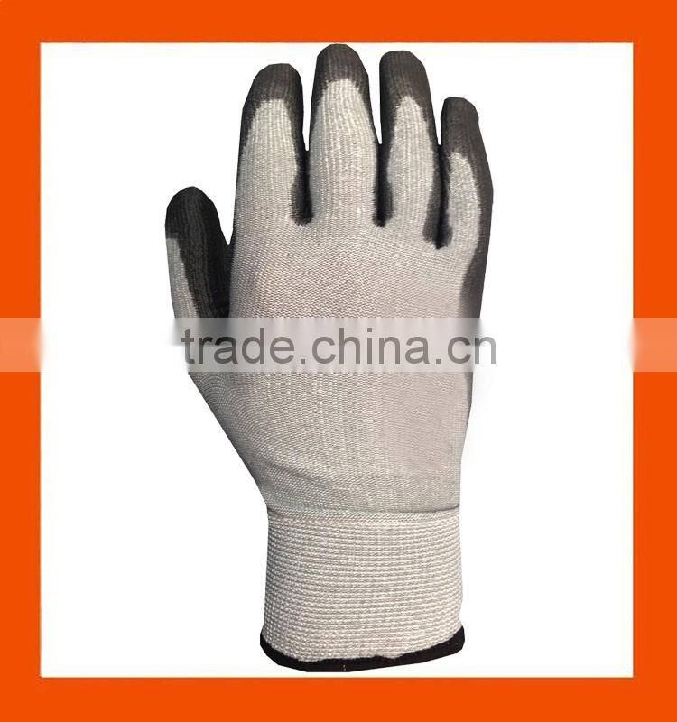 EN 388 4543 Hi VIZ Green UHMWPE Liner PU Coating Cut Resistant Gloves,Cool Breathable Garden Gloves