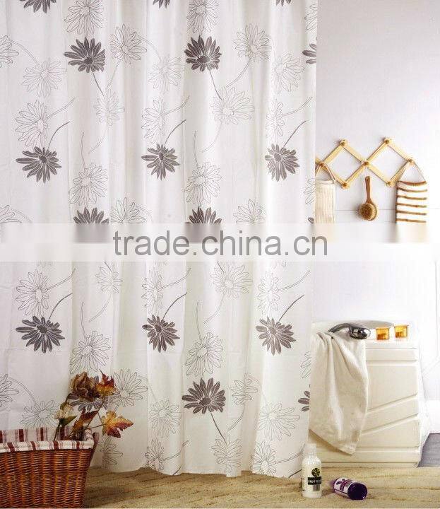 Print PEVA shower curtain and bath accessory