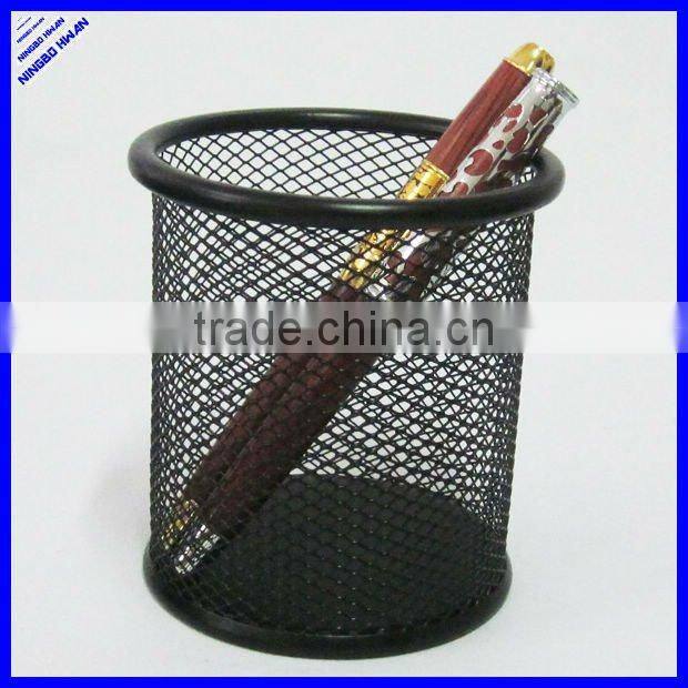 2014 high quality 8.5cm diameter mesh metal pen holder
