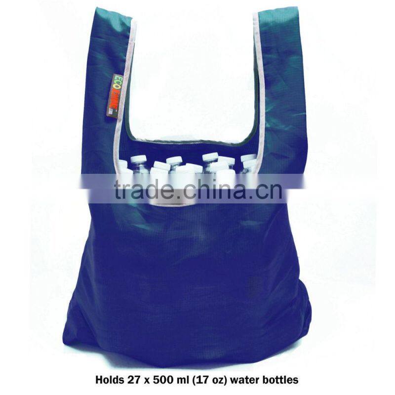 Eco ripstop Nylon Foldable Reusable Bag Tote Grocery Bag Built-in Pouch