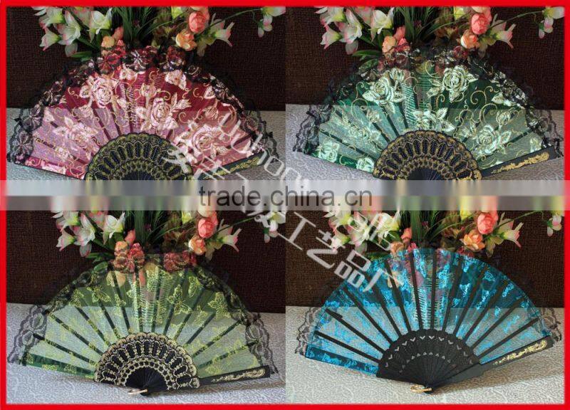 Beautiful and colorful plastic lace fan