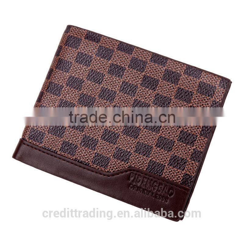 Latticed leather wallet for men