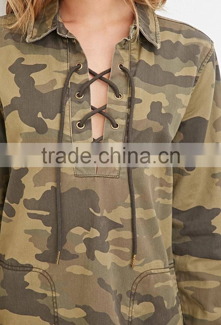2015 Jeans camo military shirt dress