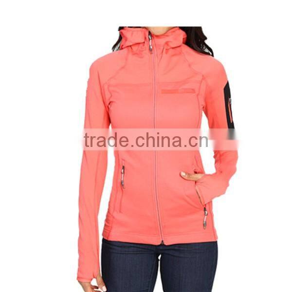 women fitness sportswear gym wear knitted running jacket with thumb hole