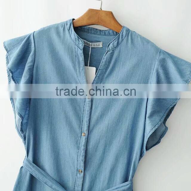 China ready goods wholesale latest design tencel casual denim dress