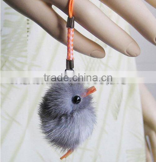 CX-P-14 Cute Genuine Mink Fur Mobile Phone Pendant