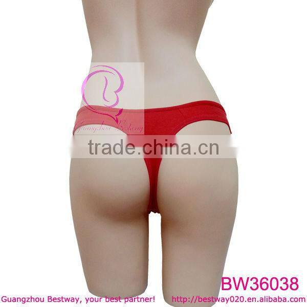 Red cotton thongs with lace