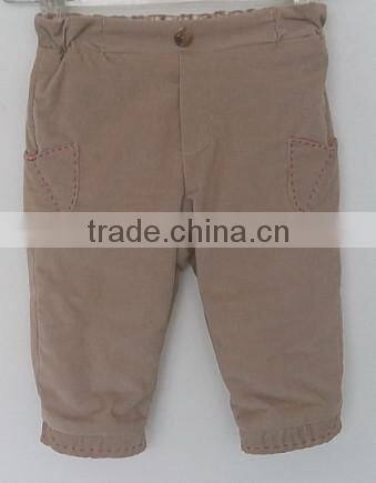 cool baby boys brown embroidered corduroy with cotton inner pants for winter