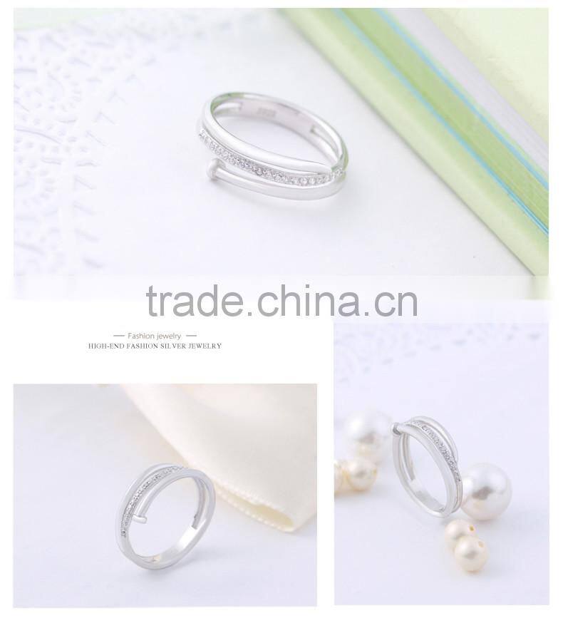 Ally express cheap wholesale high-end s925 silver jewelry AAA+ zirconia adjustable finger nail ring