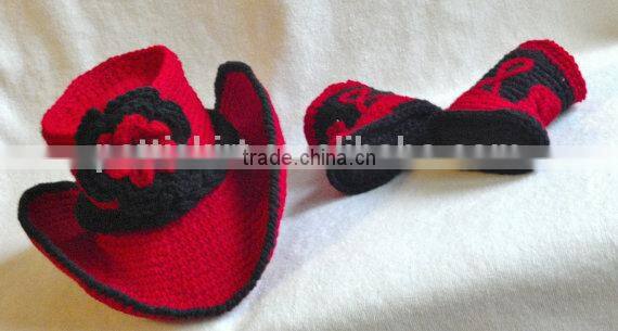 Wholesale Hot Sale Kids Cowboy Clothes Set Crochet Handmade Hats Clothing For Baby