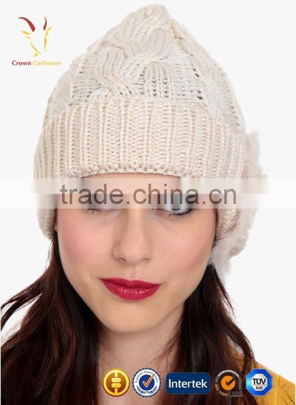 Women Knitted Cashmere Wool Winter Beanie Hat