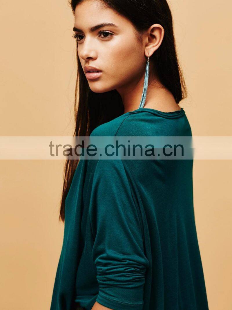 high quality loose fit casual long sleeve t shirt for women