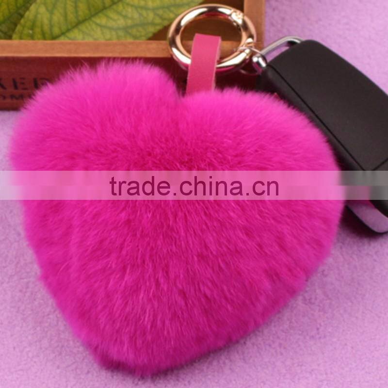Myfur Charm Real Rabbit Fur Balls Bag Pendants Cute Heart Plush Keychain