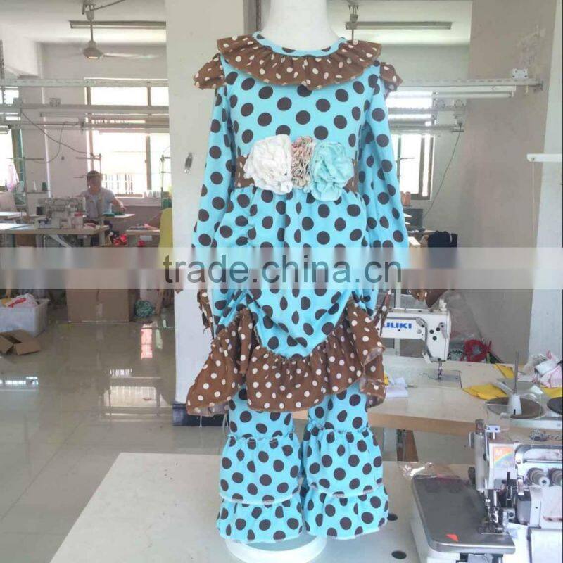 2016 High quqlity green and white stripe kids 100% cotton pajamas children's sleepwear clothing set wholesale