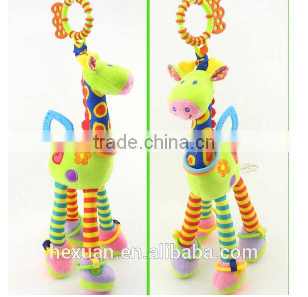 Baby Crib Stroller Rattle Plush Toy Plush Newborn Baby Hanging Ring Bell for Bed