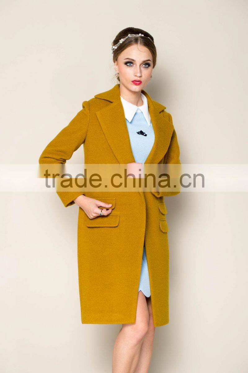 2015 winter latest trendy women thick korean green custom coat, ladies' long coat