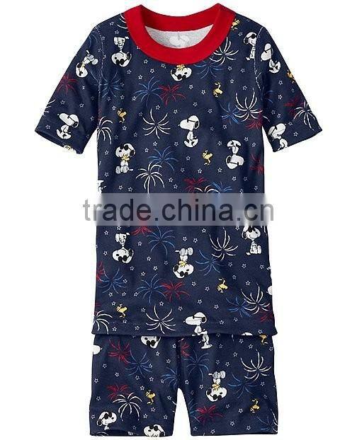 Wholesale 100% cotton children pyjamas Baby kids animal sleepwear Printed Pajamas Set