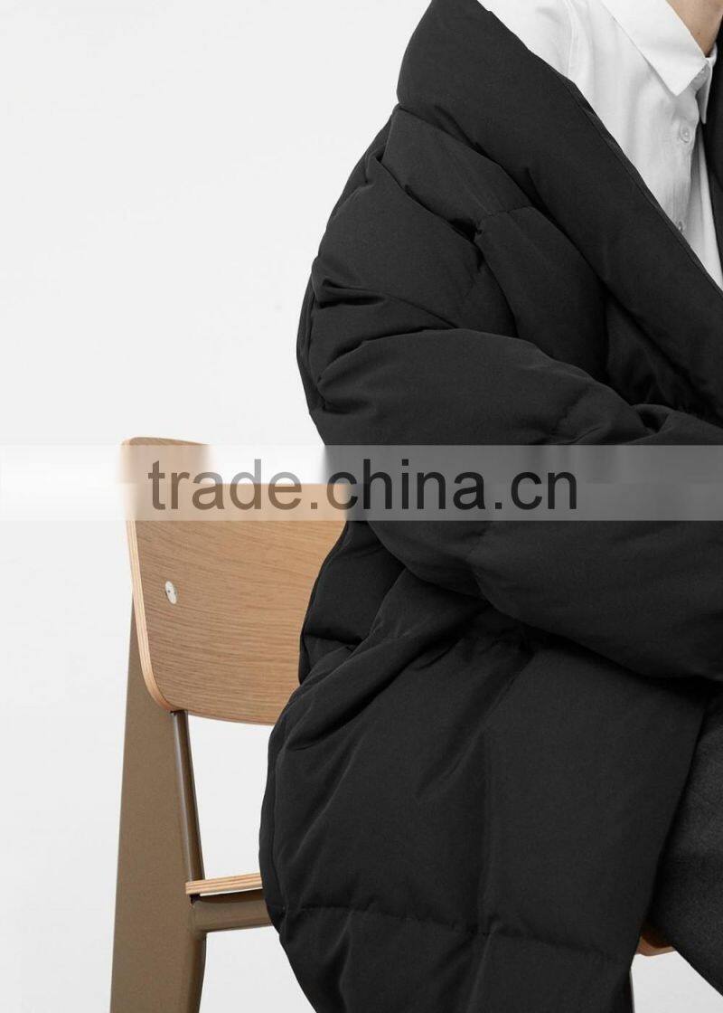 Women's black quilted loose fit down garment/jacket