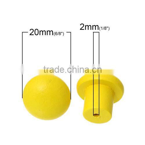 Yellow Mushroom Wood Jewelry Case Box Drawer Pull Handle Knobs 20mmx20mm