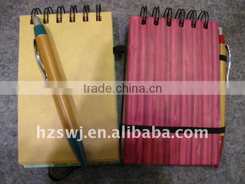 New Bamboo notebook/high promotional notebook/bamboo cover spiral notebook for gift