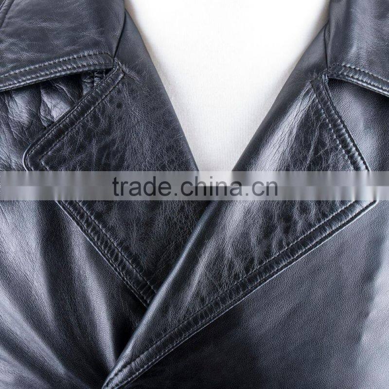 DOUBLE PRESS OFFICER LEATHER COAT SHEEP LEATHER