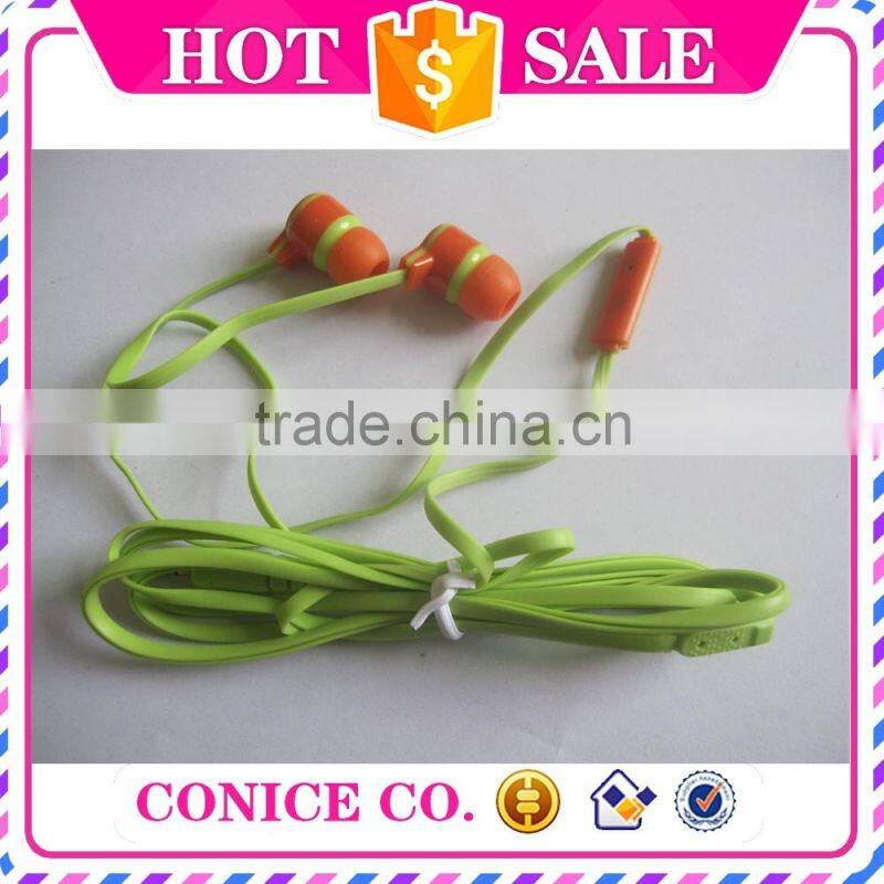 2015 wholesale silicone plastic plug in ear earbuds stereo handsfree wired microphone earphones