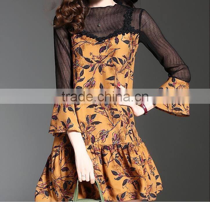 new ladies fashion dress 2017 design floral print dress