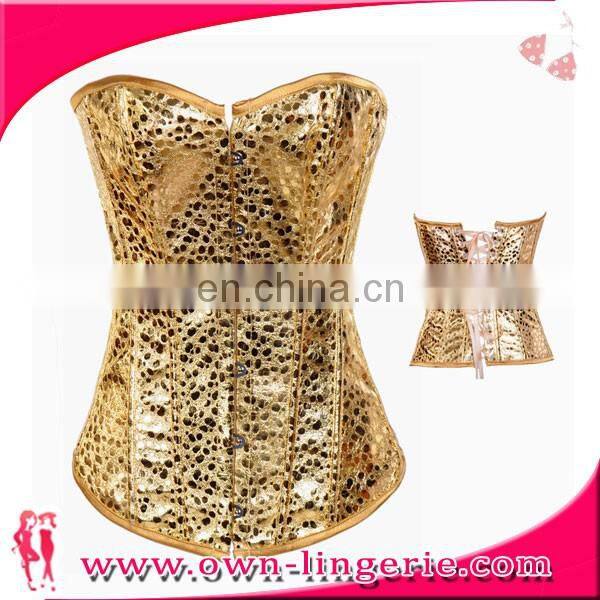princess style ladies lingerie corset sexy Gold shining bustier underwear corset
