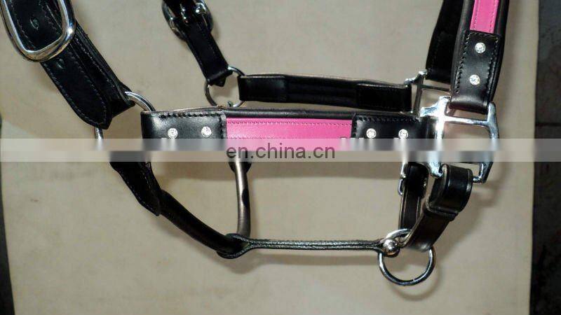 COLOURED LEATHER HALTER WITH CRYSTAL