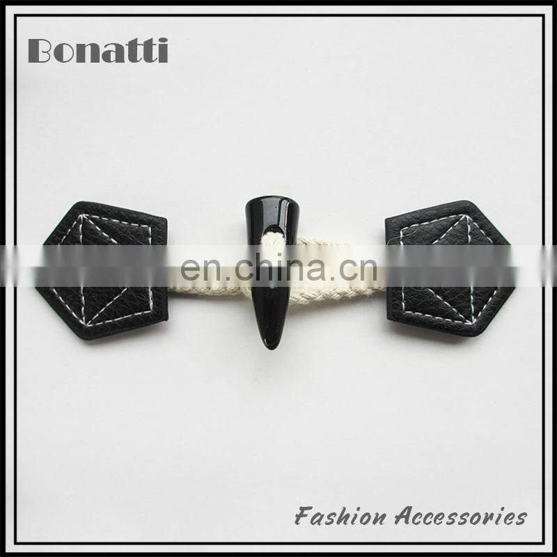 coat leather buttons with wood toggle