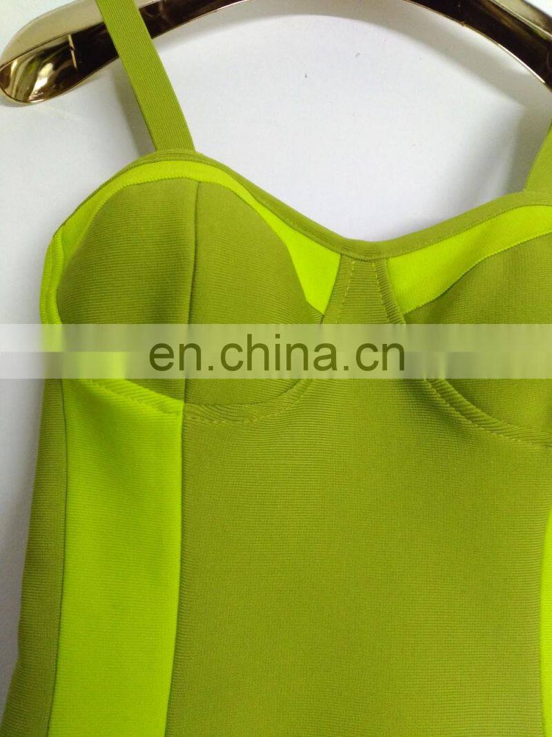 Amigo 2017 new design green Strape backless sexy bandage dress midi tube evening dresses for girls party wear