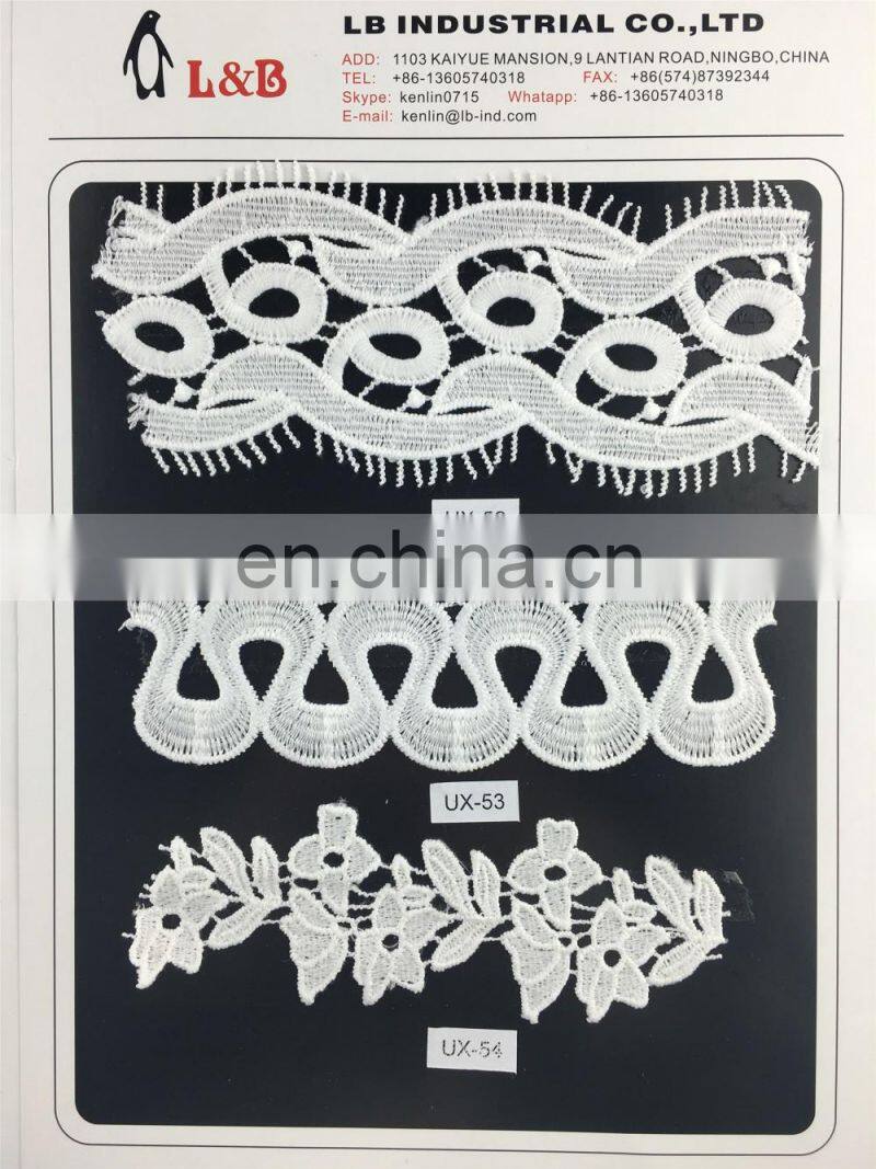 top quality white milk silk bridal embroidery sewing wedding lace trimmings chemical lace trim white