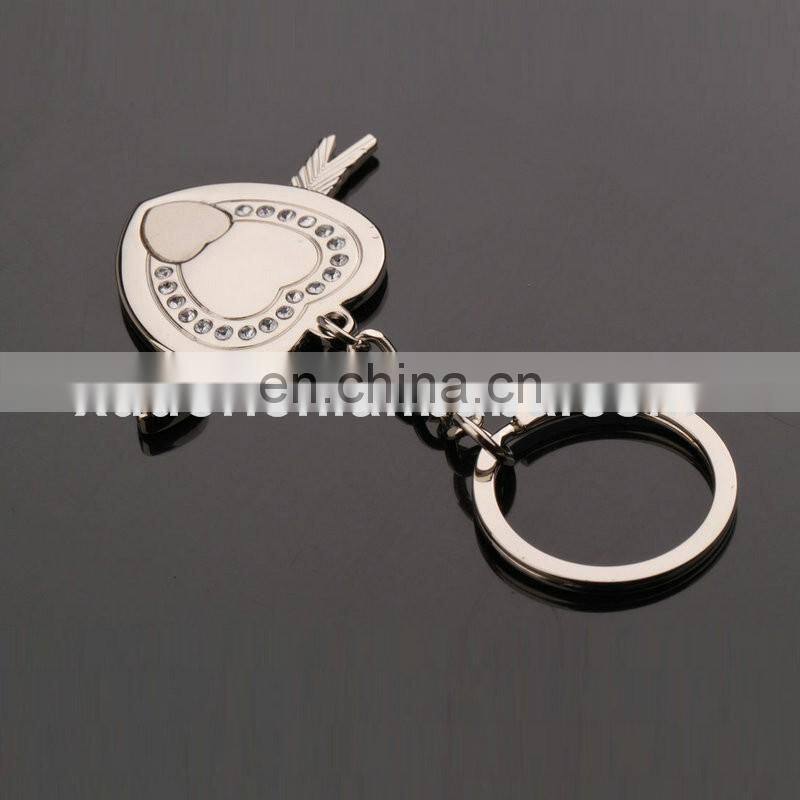 Fashion high quality zinc alloy for love diamond heart and arrow keychain