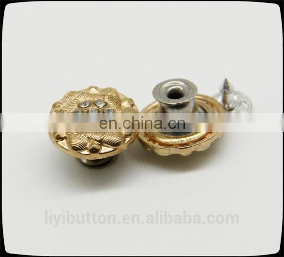 wholesales manufacturer metal coat button, removable shank metal diamond shaped button for jeans