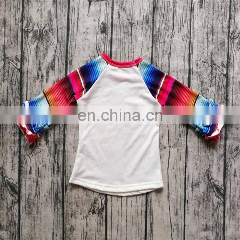 Halloween Baby Girl Ruffle Raglan gold pumpkins Tshirts Kids Ruffle rainbow Tops Santa Boys Clothes