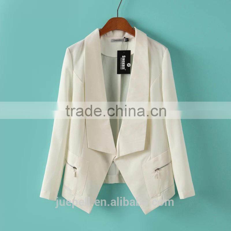 OEM clothing guangzhou factory polo collar women blazer winter jacket