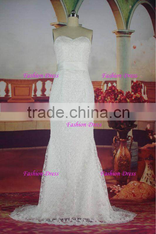 Beautiful Elegant New Lace Sweetheart Neckline Real Picture Wedding Dress Lace