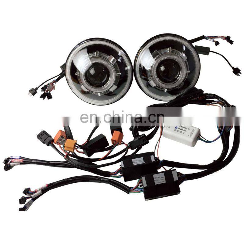 For Jeep for wrangler RGB led headlight 7 inch phone app control